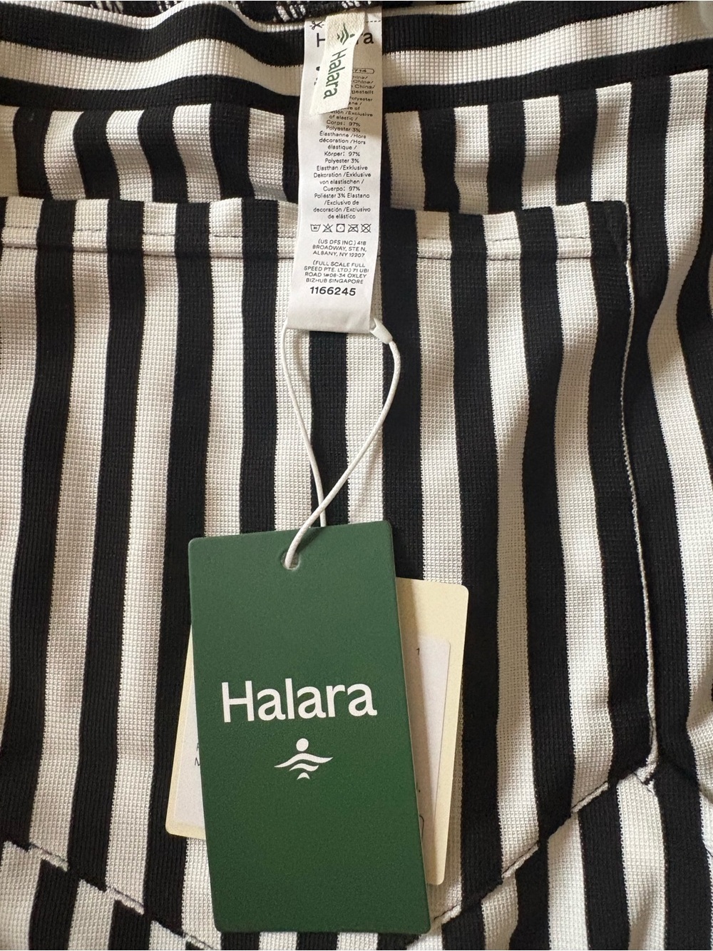 HALARA Black & White Vertical Stripe Romper - Picture 4 of 5